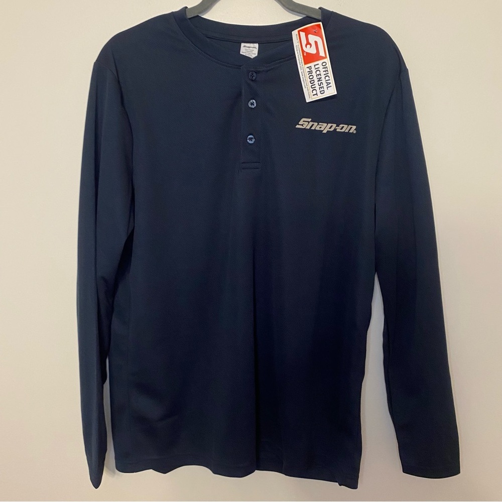 NWT Snap-On Men's Navy Blue Long Sleeve 3 Button Polo Shirt Size XL